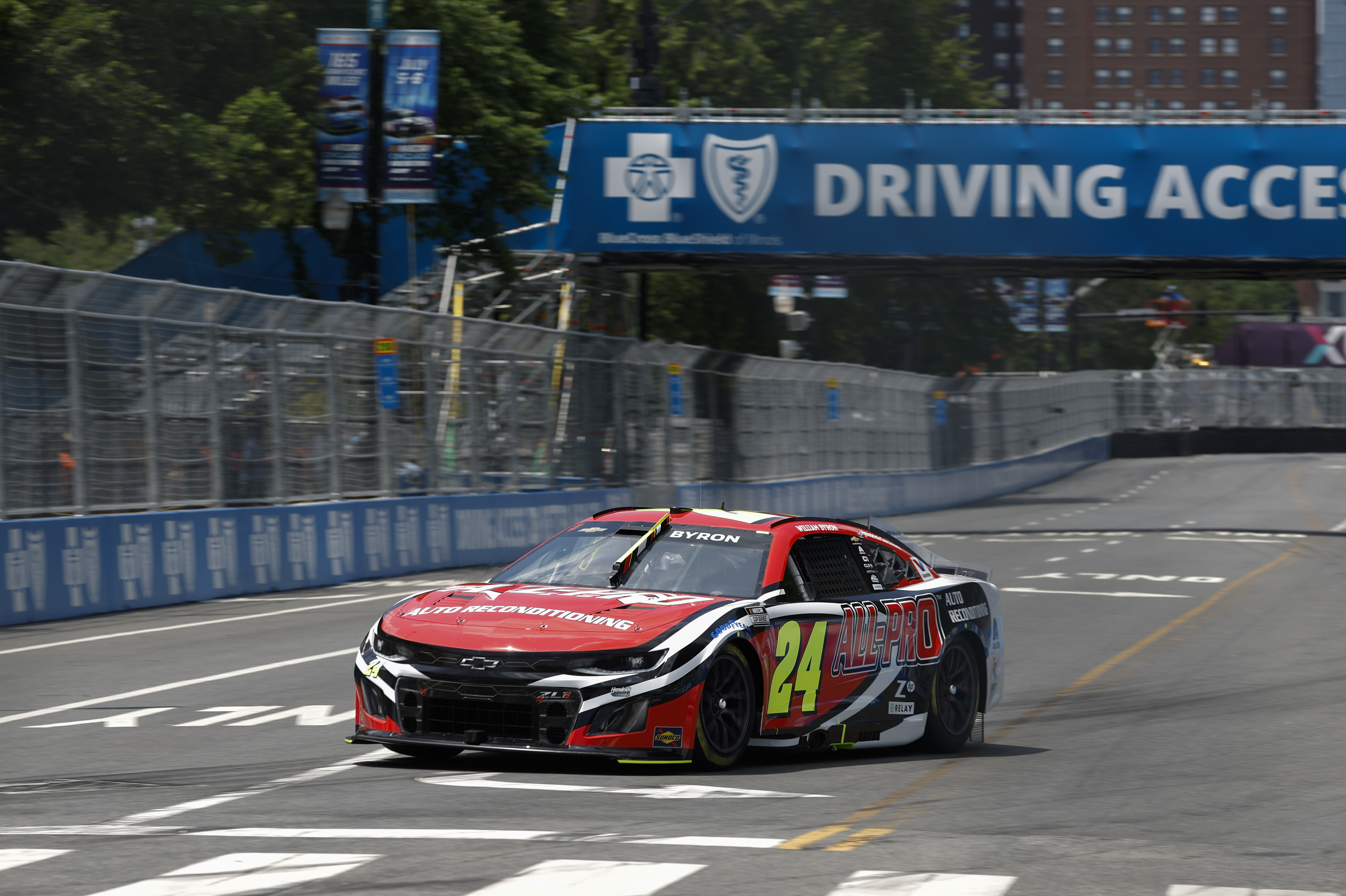 William Byron's No. 24 Hendrick Motorsports Chevrolet on a street circuit